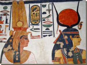 Graf van Nefertari, detail van Nefertari en de godin Isis