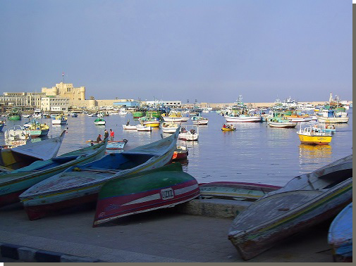 Fort Qaitbey en de oostelijke haven van Alexandrië