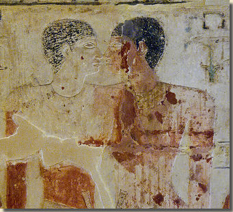 De broers in omhelzing, mastaba van Nyanchchnoem en Chnoemhotep, Sakkara.