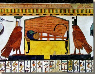 Nephtys en Isis als wouw, graf van Nefertari, Dal der Koninginnen, Loeksor.